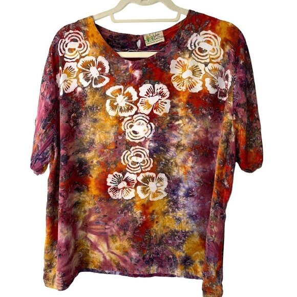 Lady Cactus Womens Shorts Top Set Size Medium M Vintage Batik Print Bohemian - Picture 3 of 12